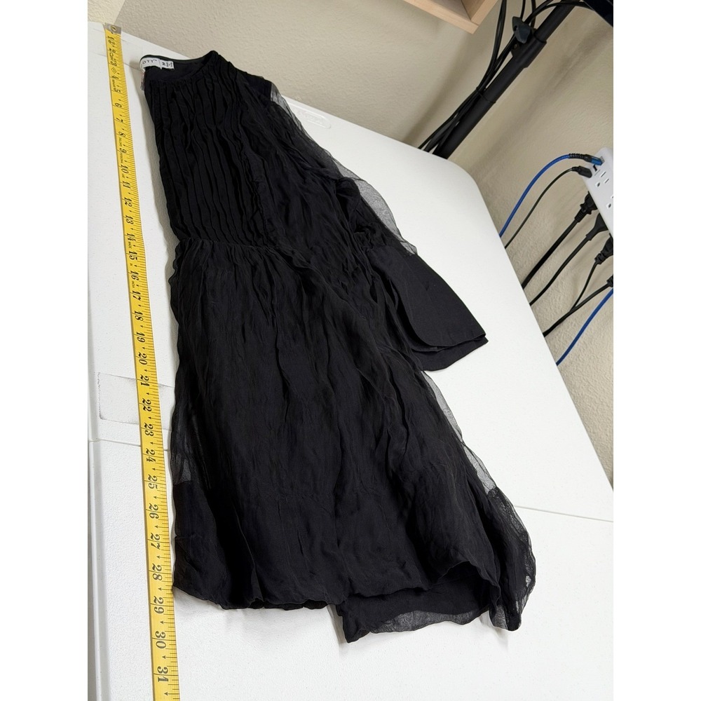 Gretchen Scott Top Womens Medium Black Pintuck Pleated Sheer Sleeve Witchy Tunic - Picture 12 of 12